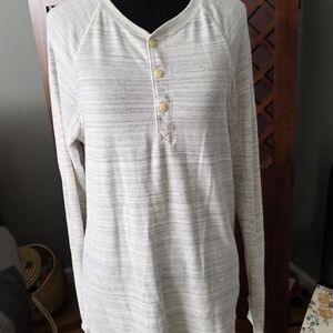 American Eagle Outfitters Beige Striped Henley